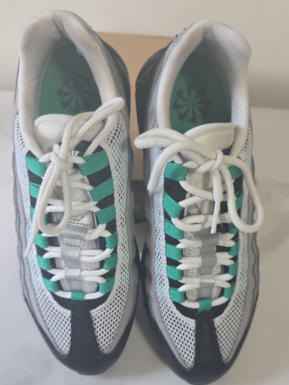 Nike Air Max 95 Gray and Teal Athletic Sneakers - Picture 5 of 10